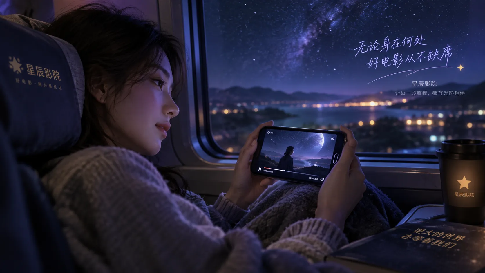 雨夜街道与车灯电影画面